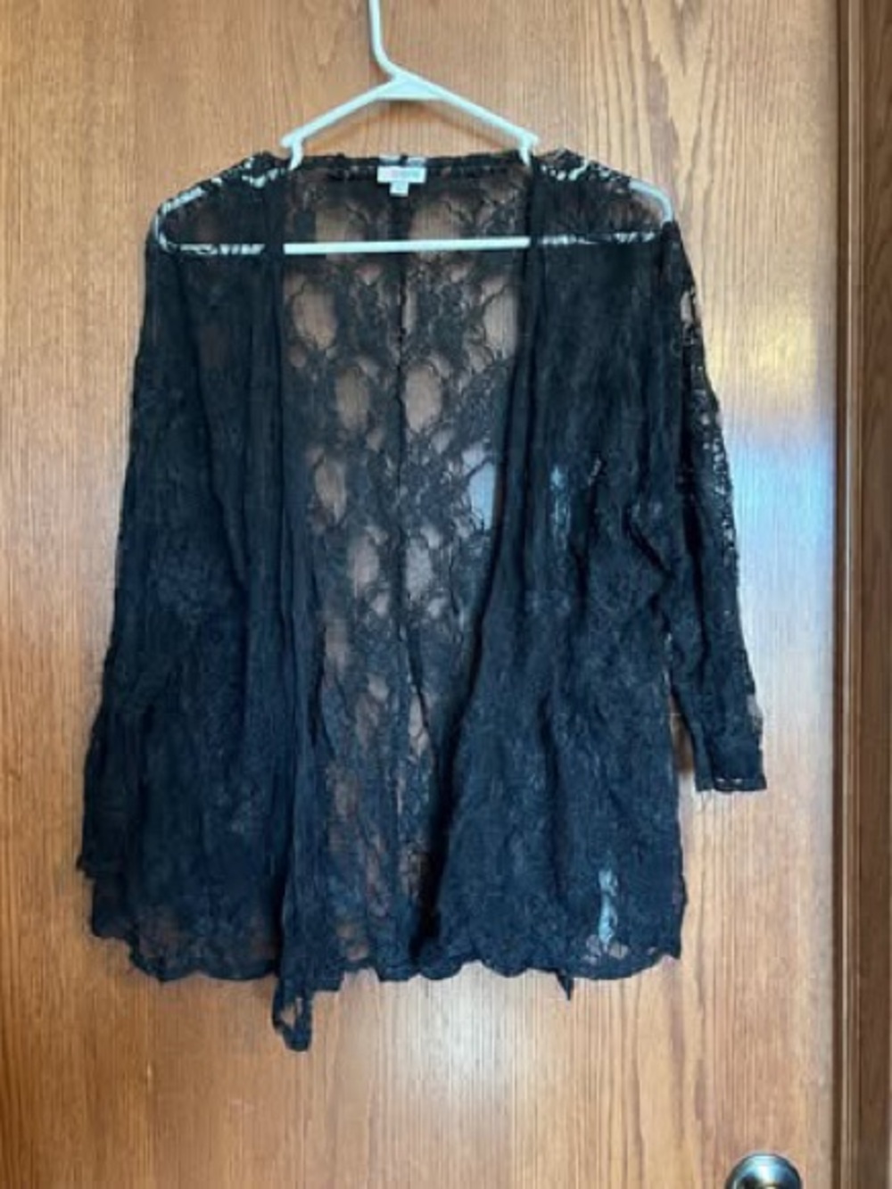 LuLaRoe Black Sheer Lace Open-Front Cardigan